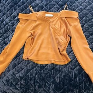 Jonathan Simkhai new, never worn satin off the shoulder top